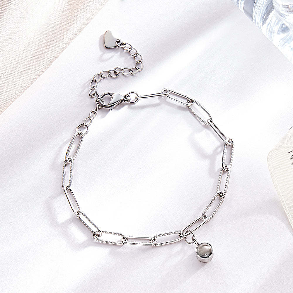 Custom Projection Bracelet Unique Paper Clip Chain Simple Gift for Her - CustWitUK