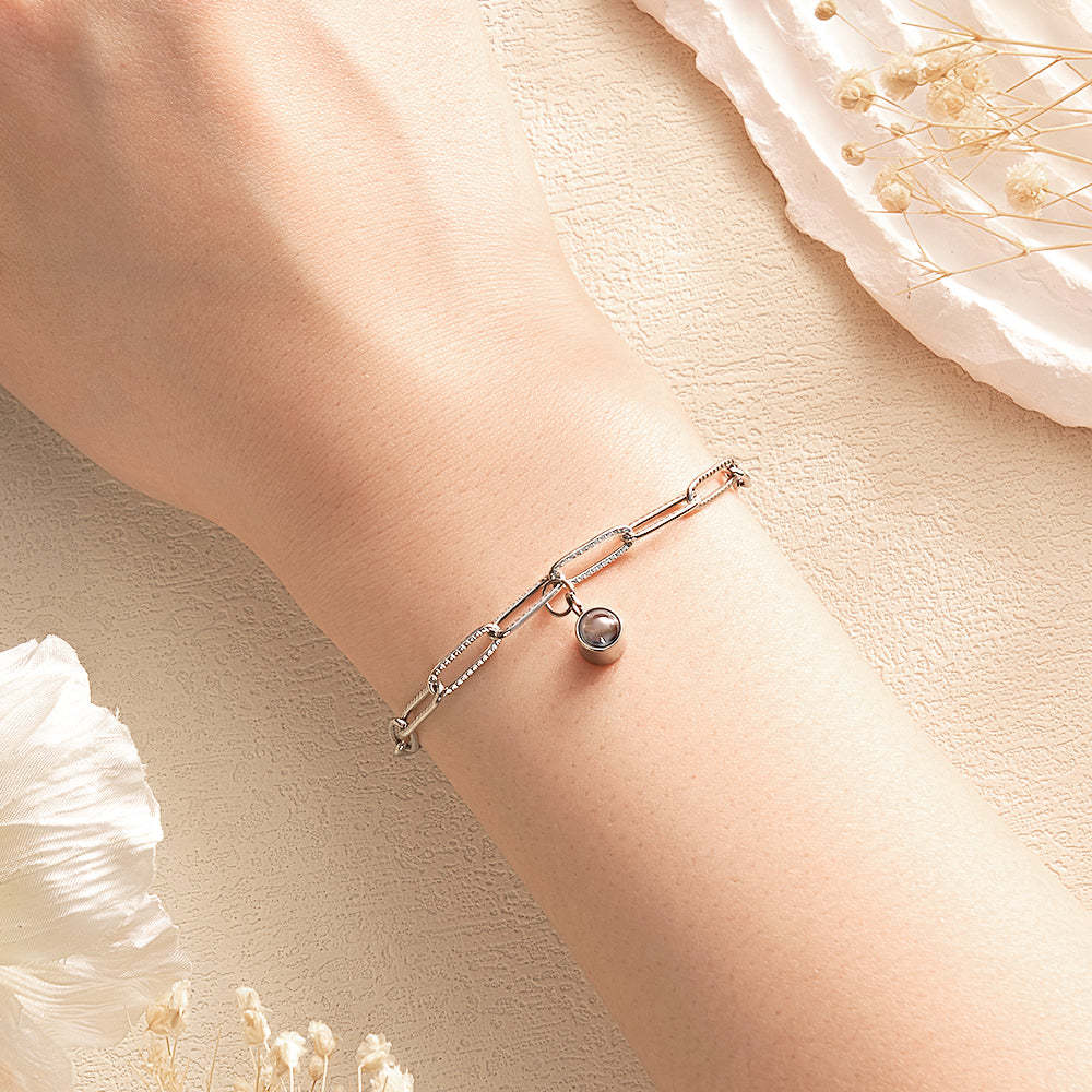 Custom Projection Bracelet Unique Paper Clip Chain Simple Gift for Her - CustWitUK
