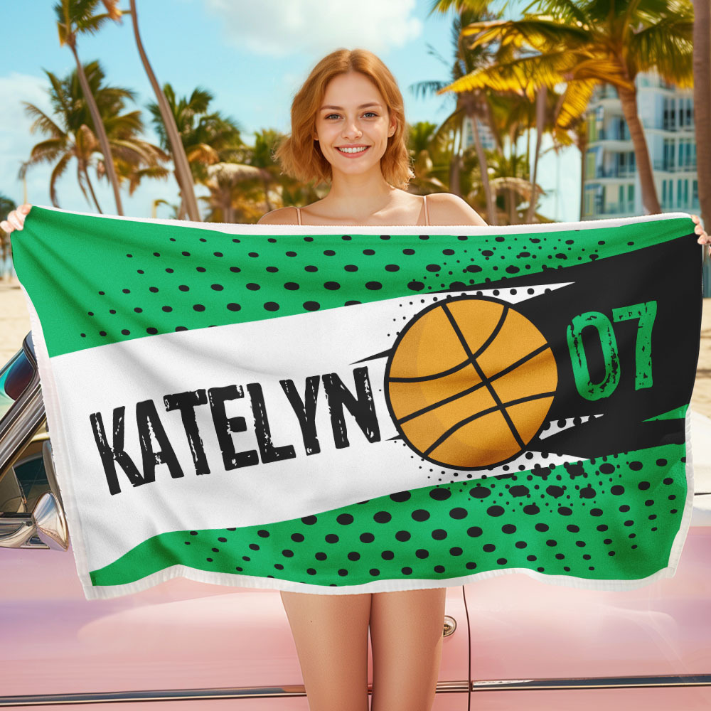 Personalized Balls Beach Towel for Beach Sports Perfect Gifts - CustWitUK