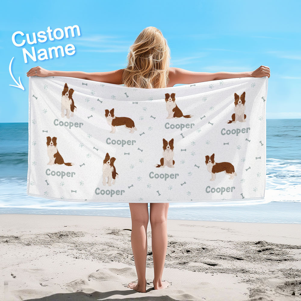 Custom Beach Towel with Dog Design Perfect Summer Gift for Pet Lovers - CustWitUK