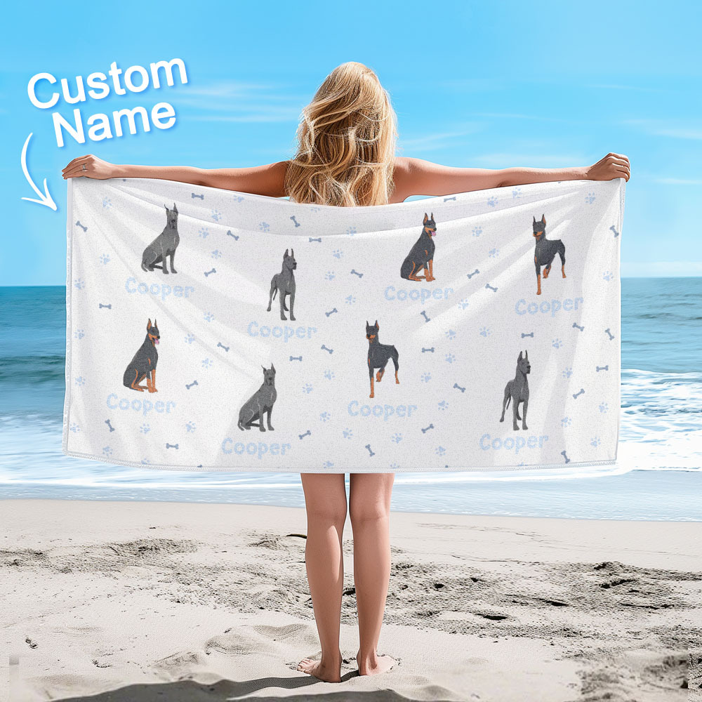 Custom Beach Towel with Dog Design Perfect Summer Gift for Pet Lovers - CustWitUK