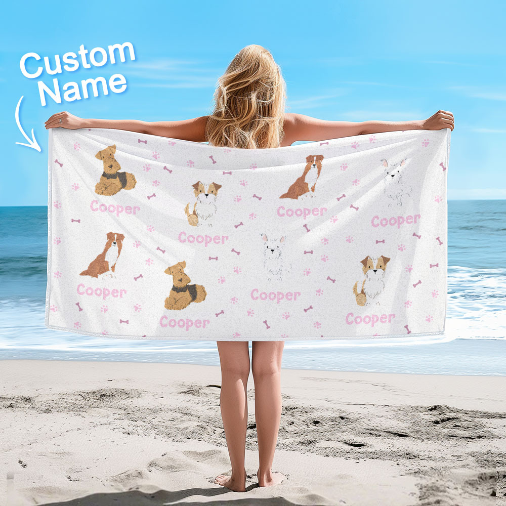 Custom Beach Towel with Dog Design Perfect Summer Gift for Pet Lovers - CustWitUK