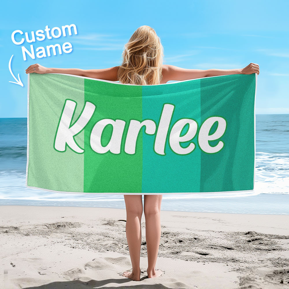 Custom Colorful Beach Towel With Name Personalized Pool Towel Groovy Birthday Vacation Gift - CustWitUK