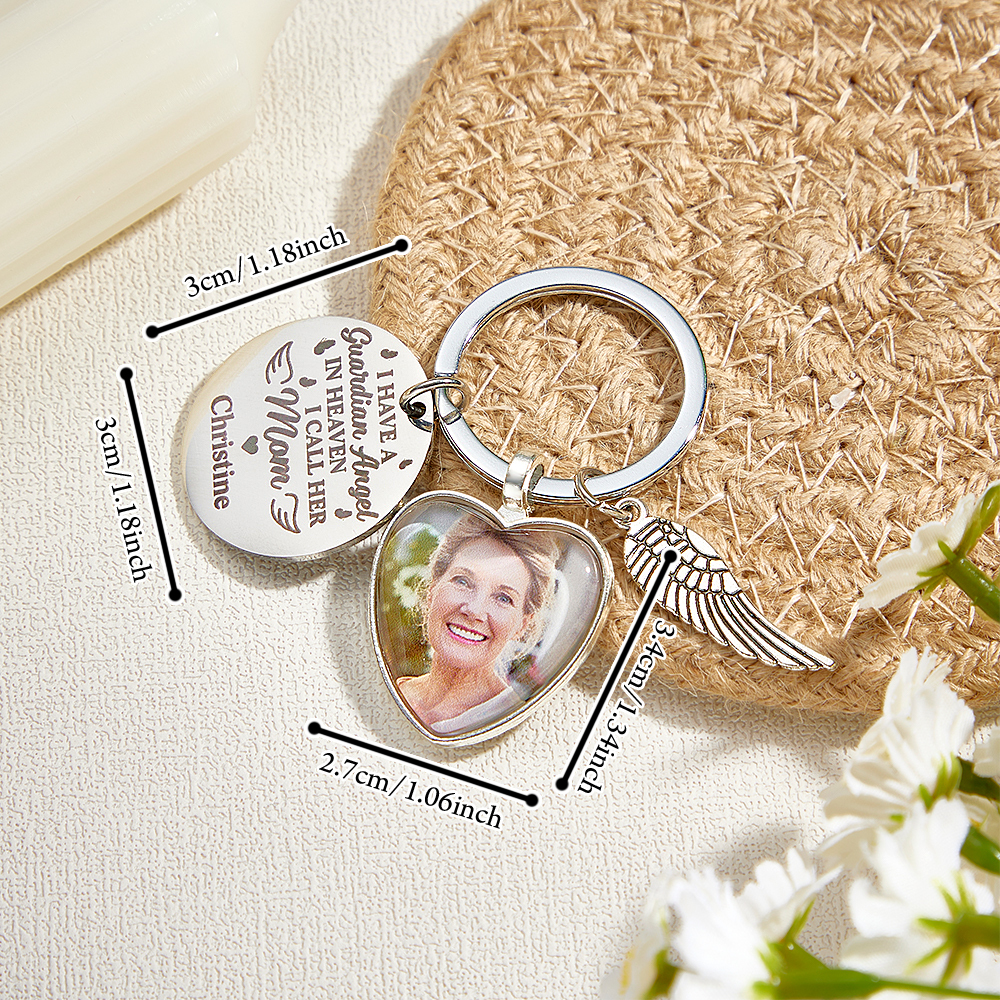 Personalized Photo KeyChain I Have An Angel Watching Over Me Mother's Day - CustWitUK