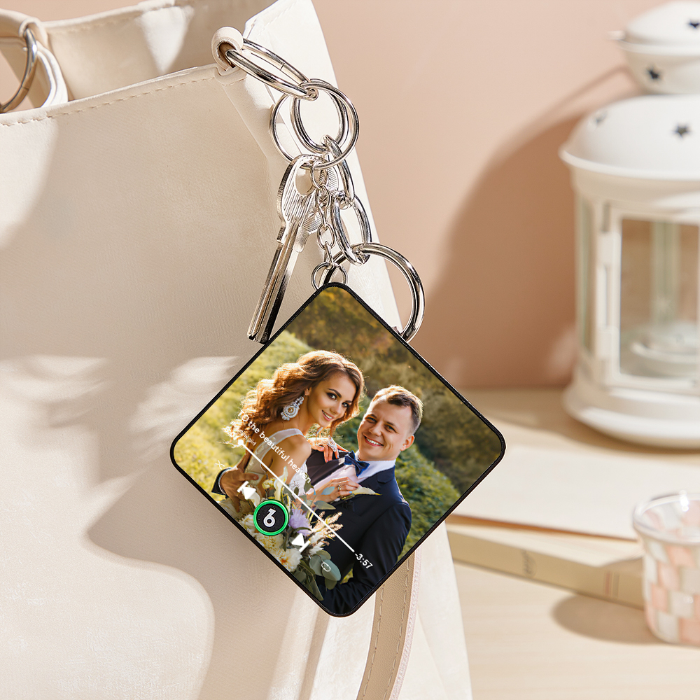 Custom Mini Music Fridge Magnet Keychain Personalized Photo Heart Frame Music Keychain Mini Magnet For Fridge That Can Play Songs Without Cellphone Anniversary Gifts for Her - CustWitUK