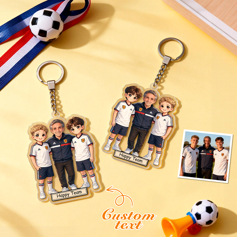 Custom Chibi Name Acrylic Keychain – Personalized Cartoon Character Keyring from Your Photo