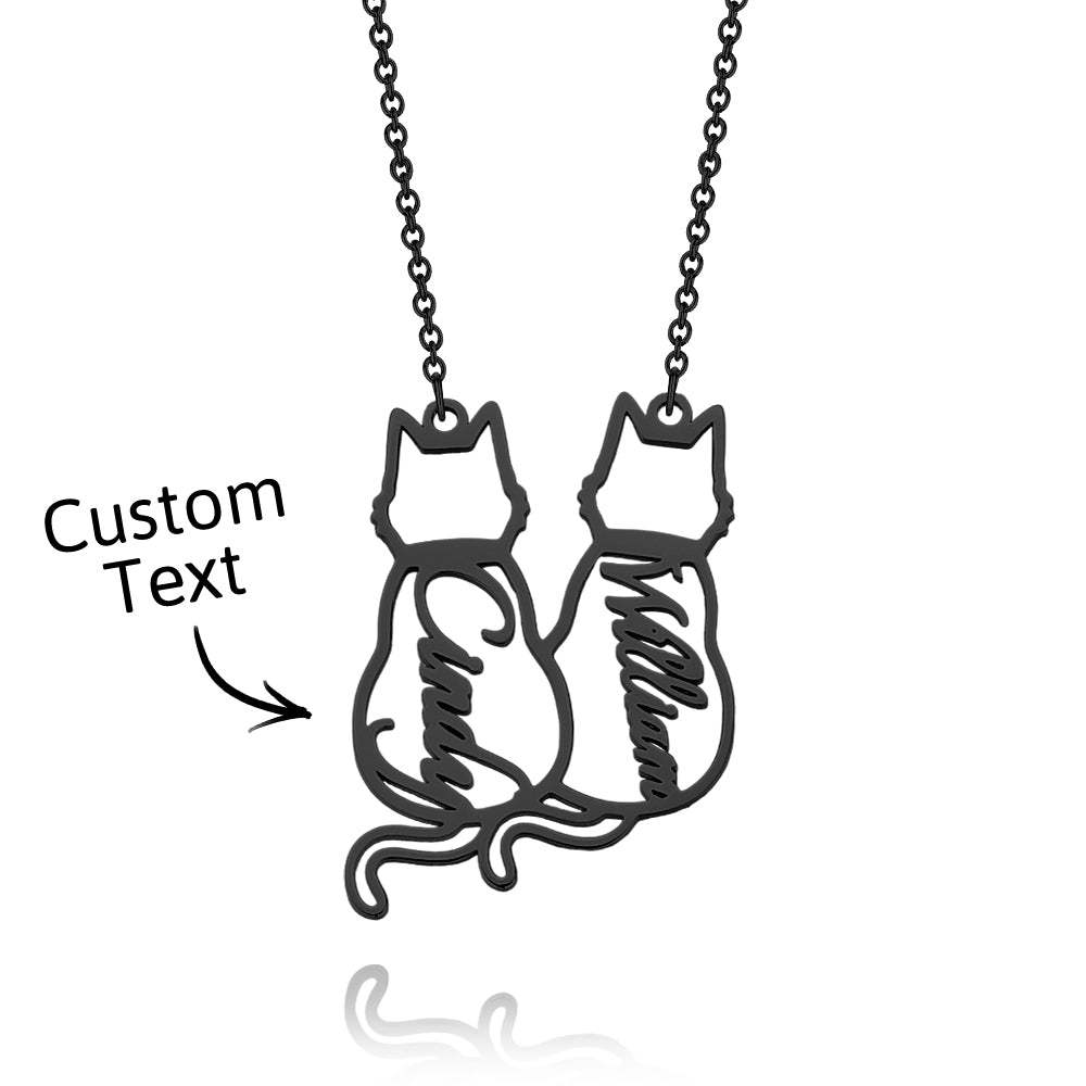 Custom Cat Necklace with Personalized Name Custom Pet Jewelry Cat Jewelry Gifts For Cat Lovers Memorials Gift - CustWitUK