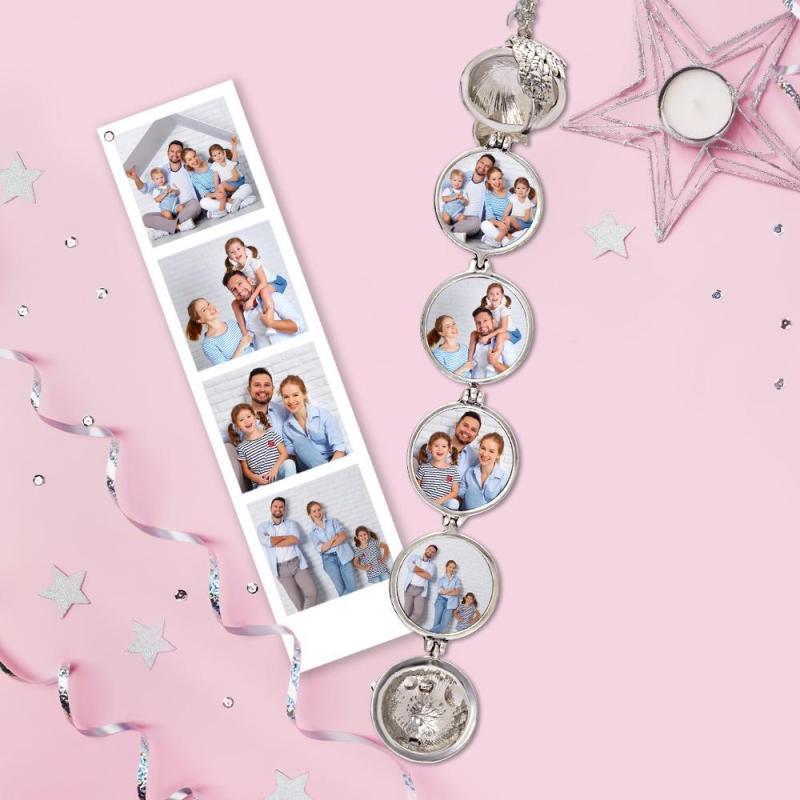 Photo Necklace Pendant Personalized Custom Photo Locket Frame Gifts For Women Girls Graduation Jewelry Antique Silver