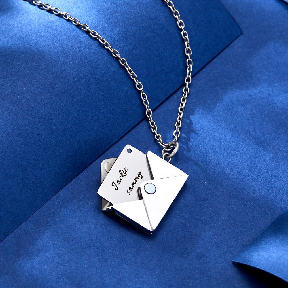 Custom Photo Necklace Engraved Text Jewelry and Key Chains Envelope Letter Secret Message Creative Gifts for Valentines' Day - CustWitUK