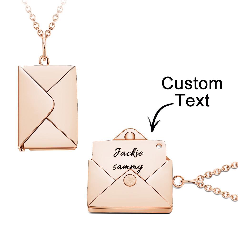 Custom Photo Necklace Engraved Text Jewelry and Key Chains Envelope Letter Secret Message Creative Gifts for Valentines' Day - CustWitUK