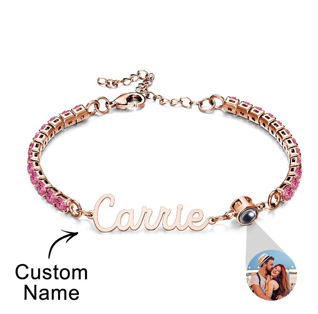 Custom Name Tennis Bracelets Projection Unique Gifts for Girl - CustWitUK