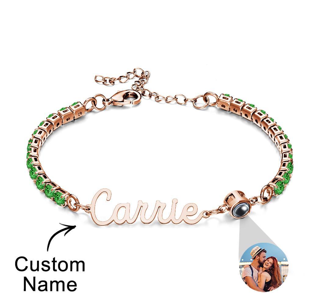 Custom Name Tennis Bracelets Projection Unique Gifts for Girl - CustWitUK