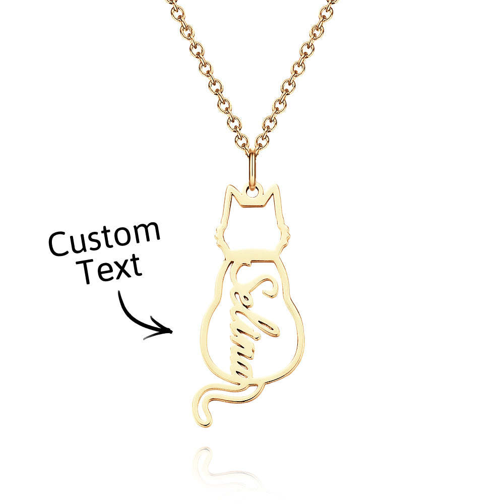 Custom Cat Necklace with Personalized Name Custom Pet Jewelry Cat Jewelry Gifts For Cat Lovers Memorials Gift - CustWitUK