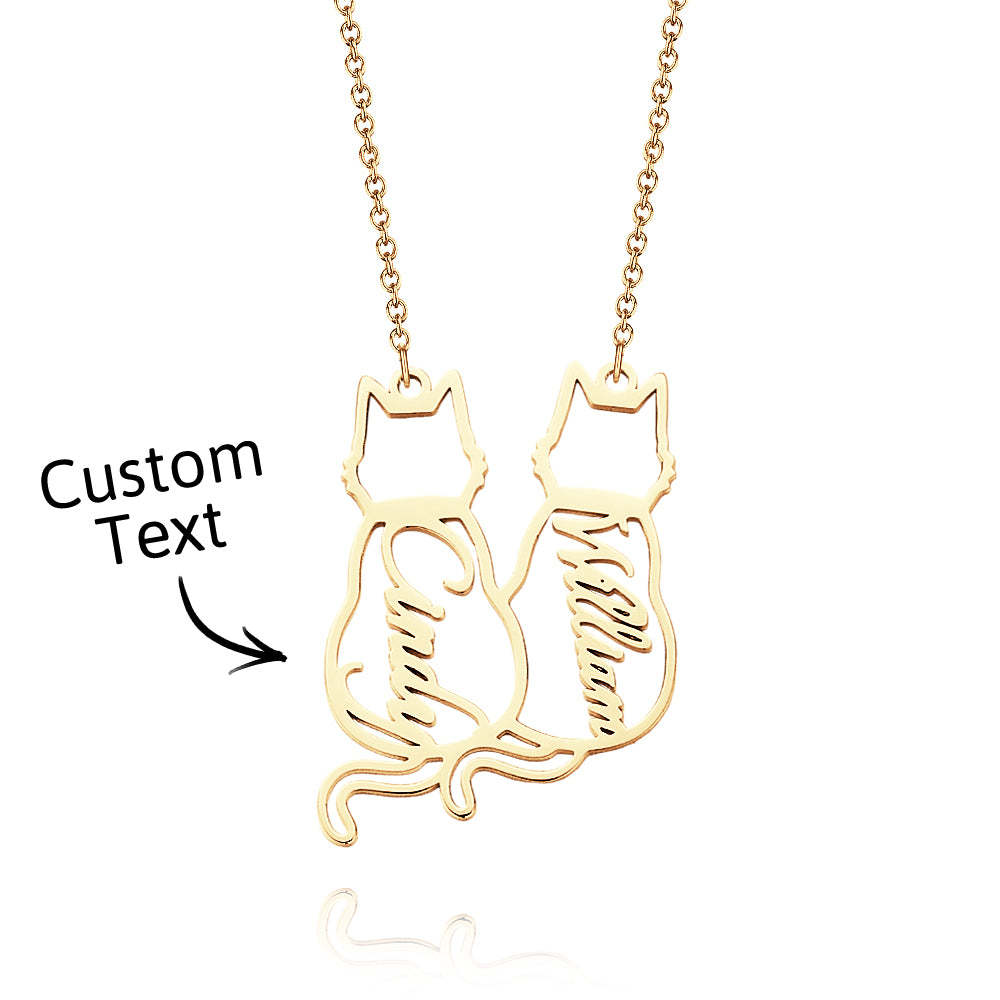 Custom Cat Necklace with Personalized Name Custom Pet Jewelry Cat Jewelry Gifts For Cat Lovers Memorials Gift - CustWitUK