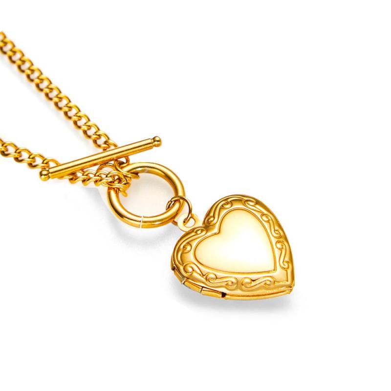 Gold Vintage Heart Locket Necklace Personalized Gift for Best Friend Sibling Christmas Gift