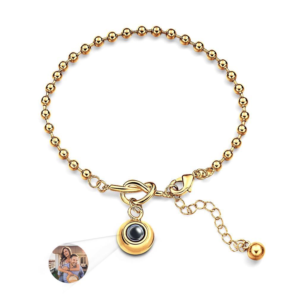 Custom Photo Projection Bracelet with Round Bead Stylish Present for Important Person - CustWitUK