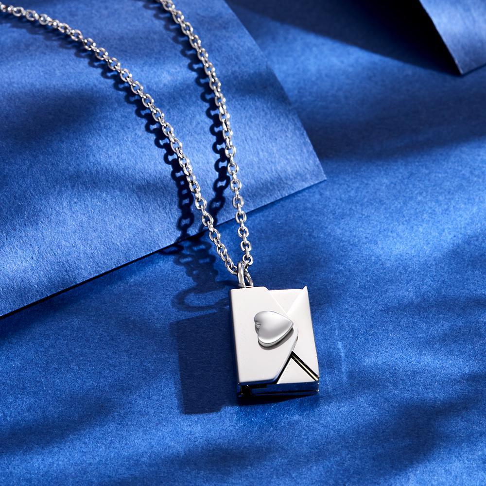 Custom Photo Necklace Engraved Text Jewelry and Key Chains Envelope Letter Secret Message Creative Gifts for Valentines' Day - CustWitUK