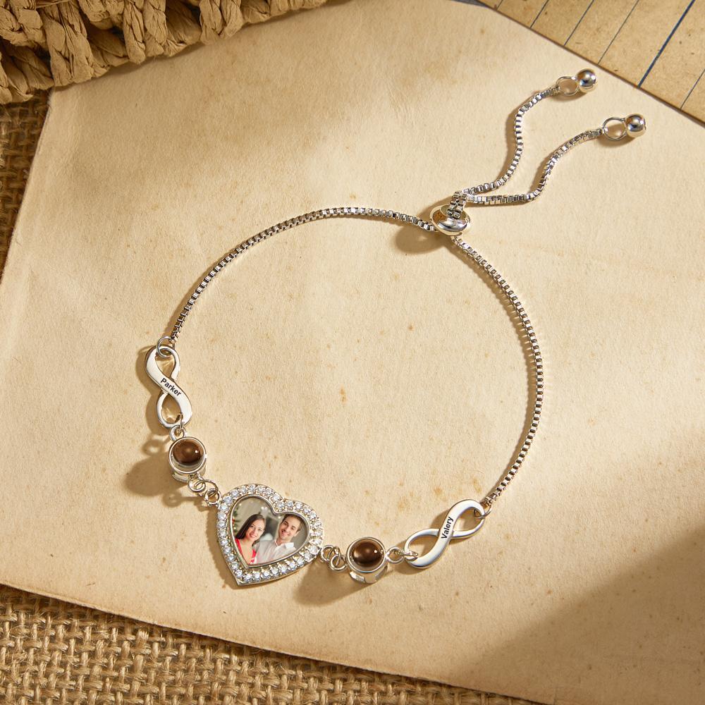 Custom Photo Projection Bracelet With Text Love Infinite Bracelet Jewelry Gift For Her - CustWitUK