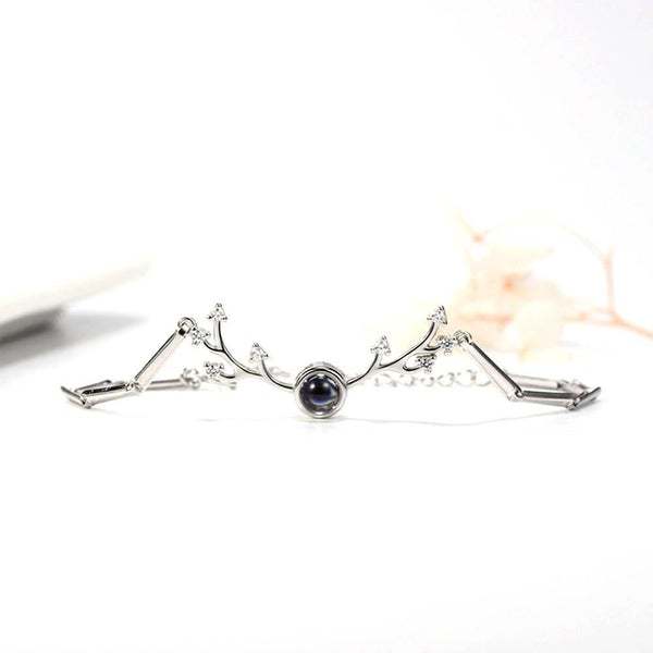 Custom 100 Languages Says I Love You Bracelet Silver Antlers - CustWitUK