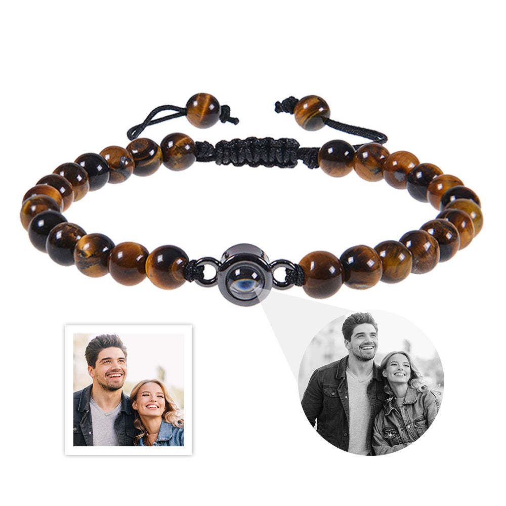 Custom Photo Projection Bracelet Men's Bracelet Jewelry Gift for Boyfriend Husband Dad - CustWitUK