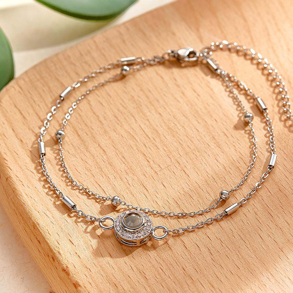 Custom Projection Bracelet Double Layer Diamond Grace Gift - CustWitUK