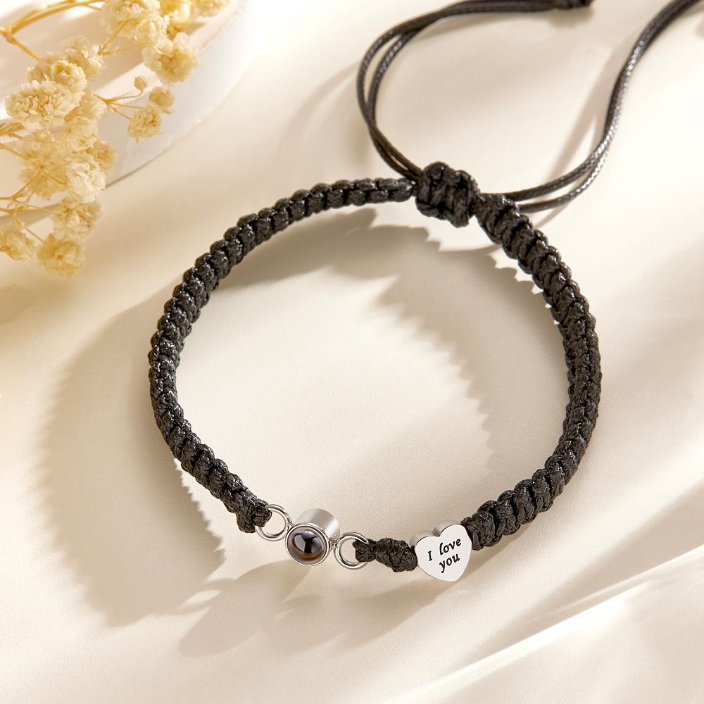 Custom Photo Projection Bracelet Heart Couple Gift - CustWitUK