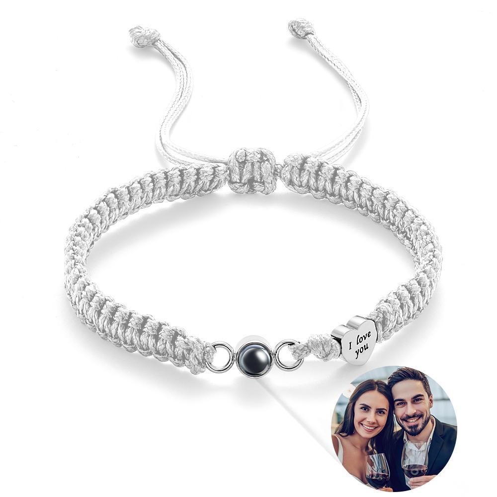 Custom Photo Projection Bracelet Heart Couple Gift - CustWitUK