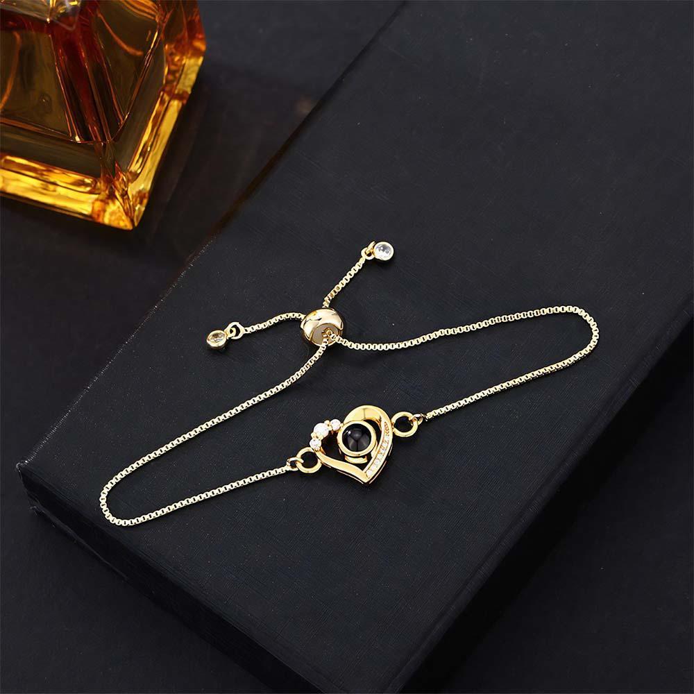 Custom Projection Bracelet Diamond Heart Romantic Gift - CustWitUK
