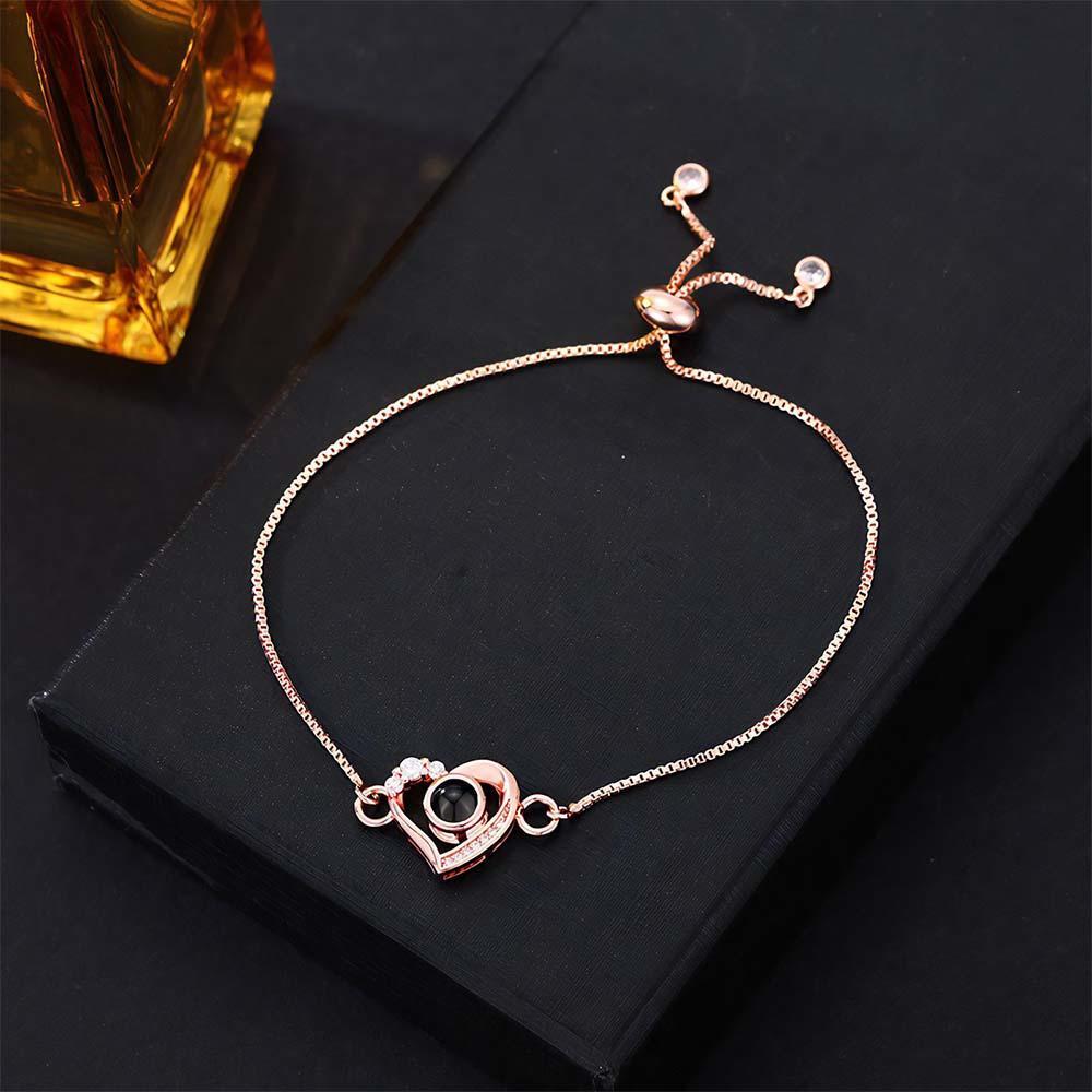 Custom Projection Bracelet Diamond Heart Romantic Gift - CustWitUK