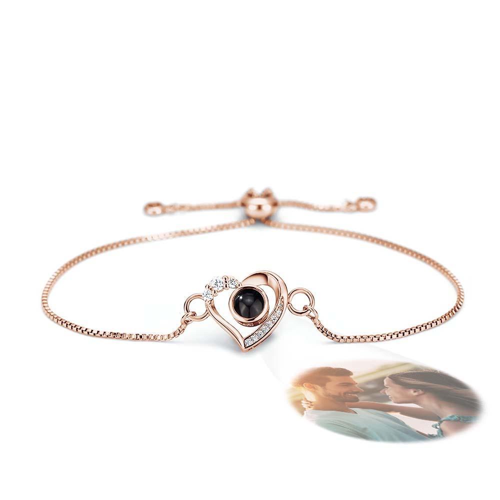 Custom Projection Bracelet Diamond Heart Romantic Gift - CustWitUK