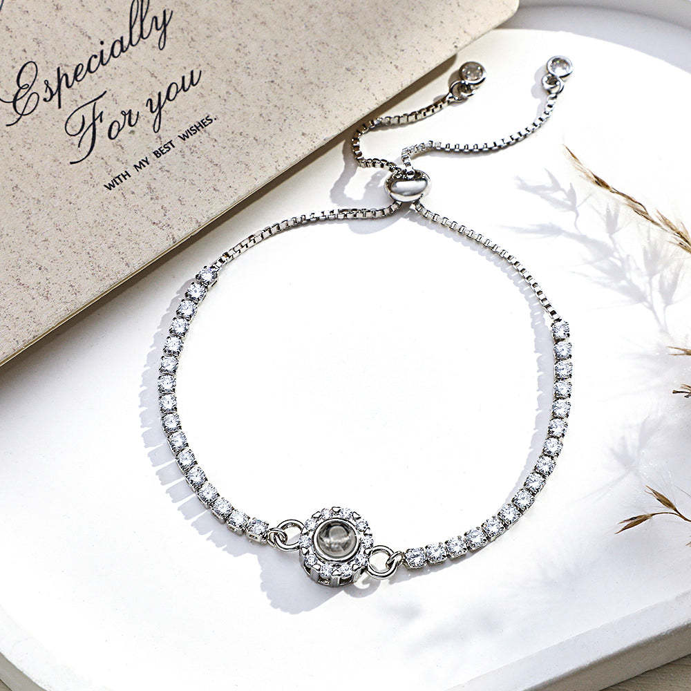 Custom Photo Projection Bracelet Diamond Chain Gift for Her - CustWitUK