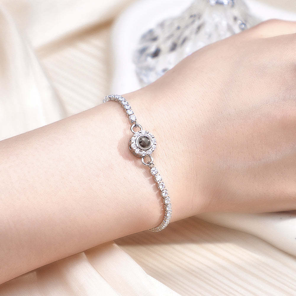 Custom Photo Projection Bracelet Diamond Chain Gift for Her - CustWitUK