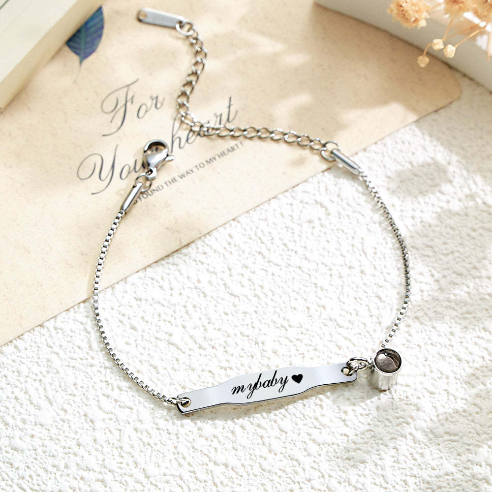 Custom Adjustable Projection Bracelet Couple's Memories Engravable Bracelet - CustWitUK