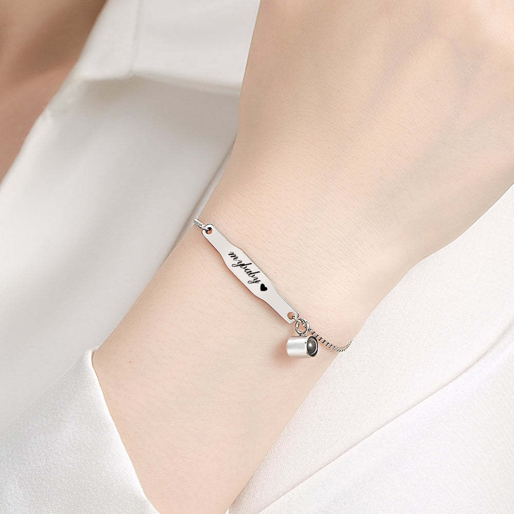 Custom Adjustable Projection Bracelet Couple's Memories Engravable Bracelet - CustWitUK