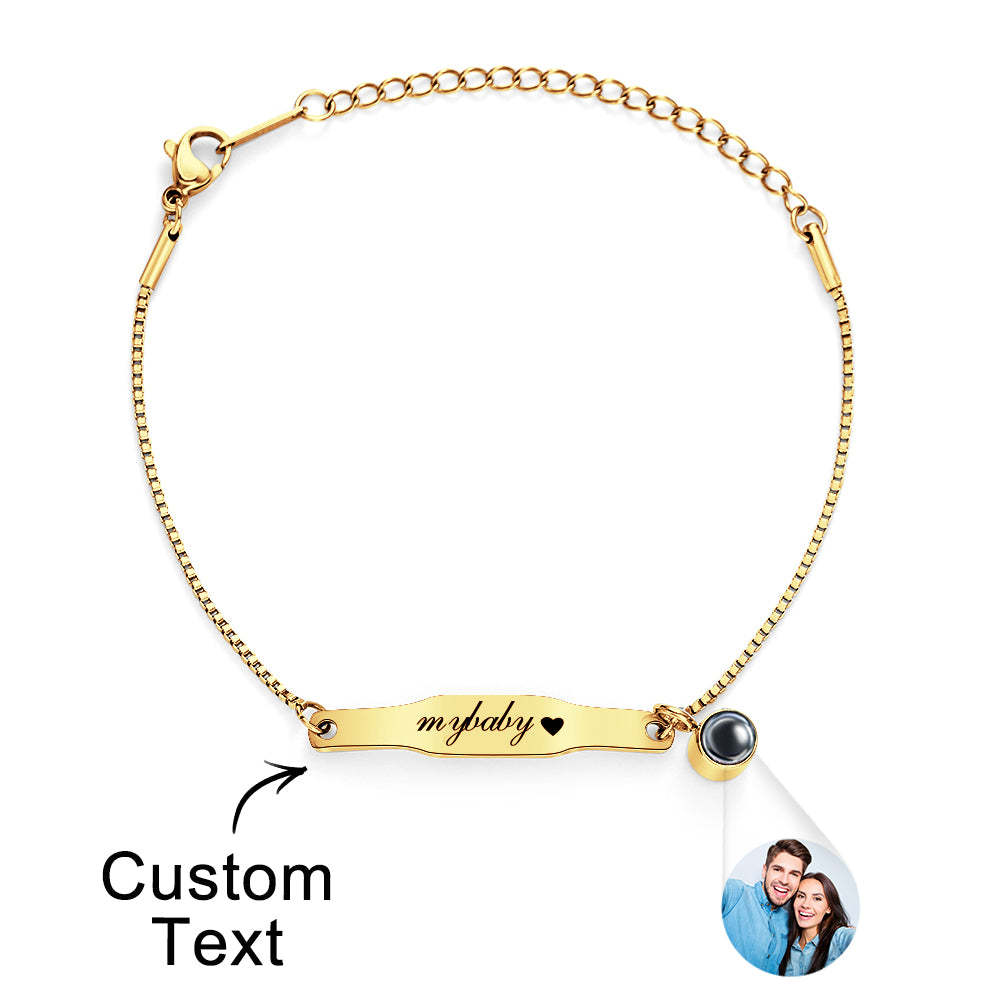 Custom Adjustable Projection Bracelet Couple's Memories Engravable Bracelet - CustWitUK