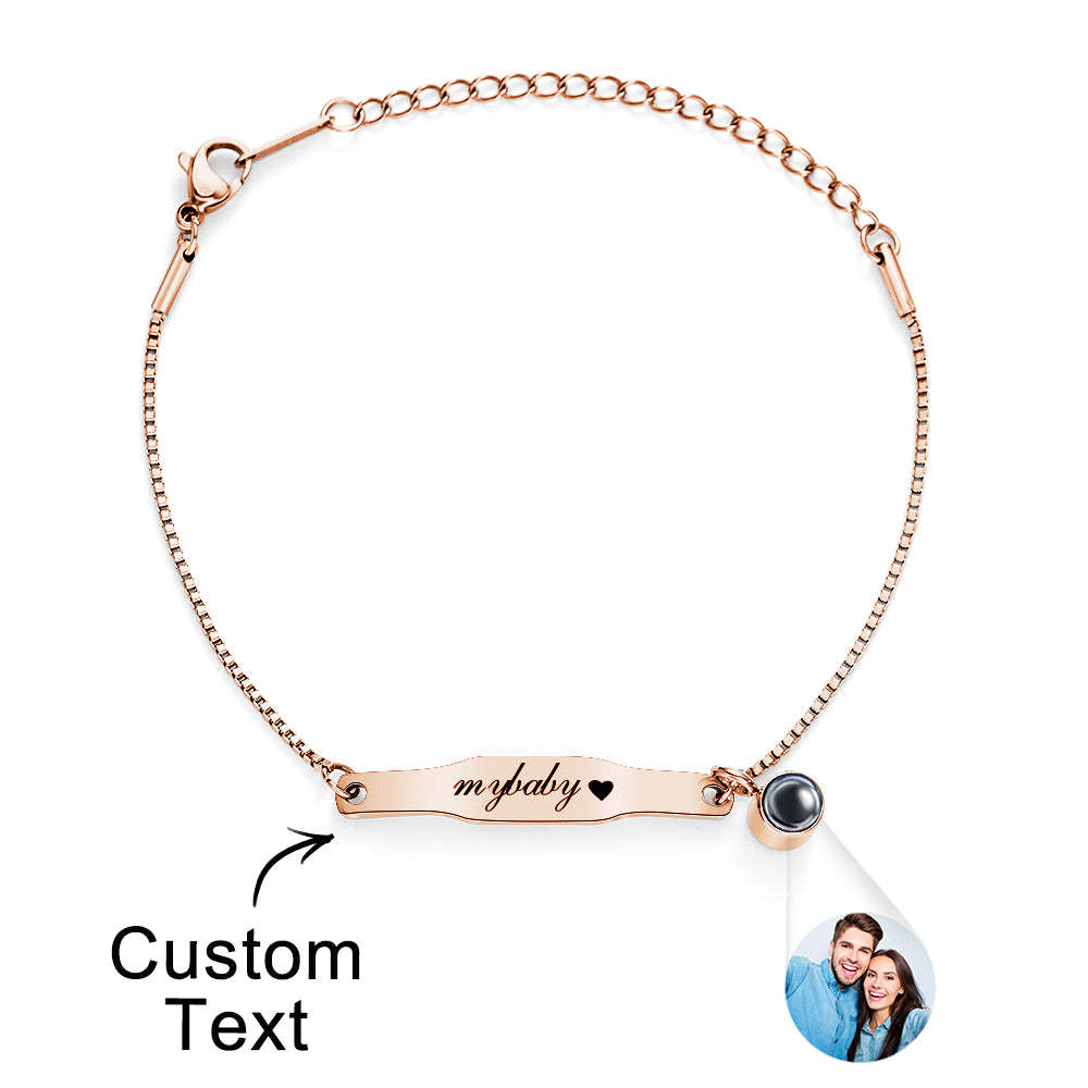 Custom Adjustable Projection Bracelet Couple's Memories Engravable Bracelet - CustWitUK