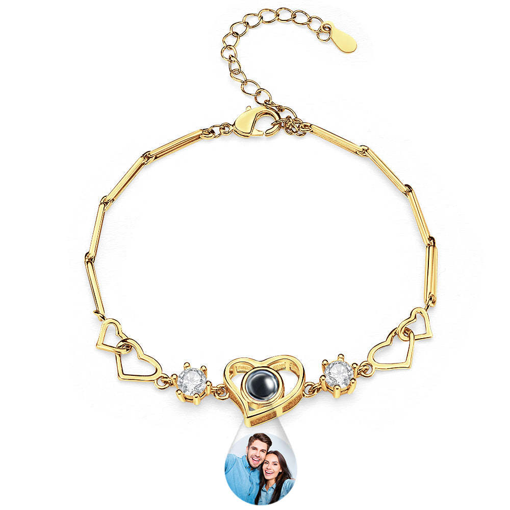 Custom Projection Bracelet Heart Couple's Memories Engravable Bracelet For Her - CustWitUK