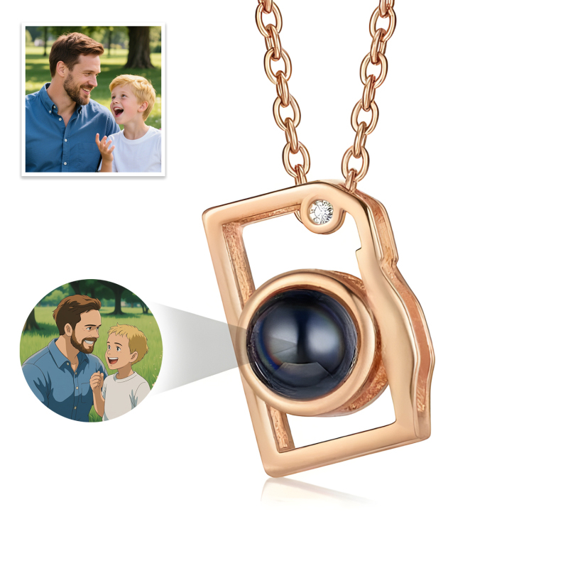 Custom Photo Necklace Cartoon Style Projection Creative Camera Shape Gifts Anniversary Gifts for Her