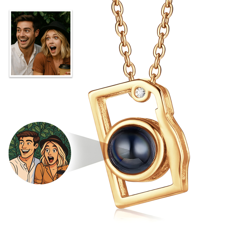 Custom Photo Necklace Cartoon Style Projection Creative Camera Shape Gifts Anniversary Gifts for Her