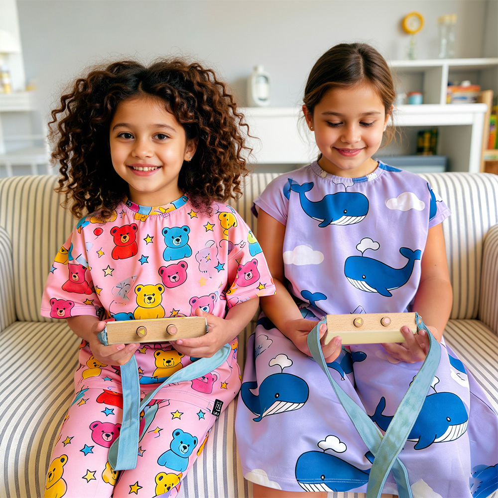 Wooden Mini Tape Recorder for Kids – Portable & Eco-Friendly Music Player with Denim Strap