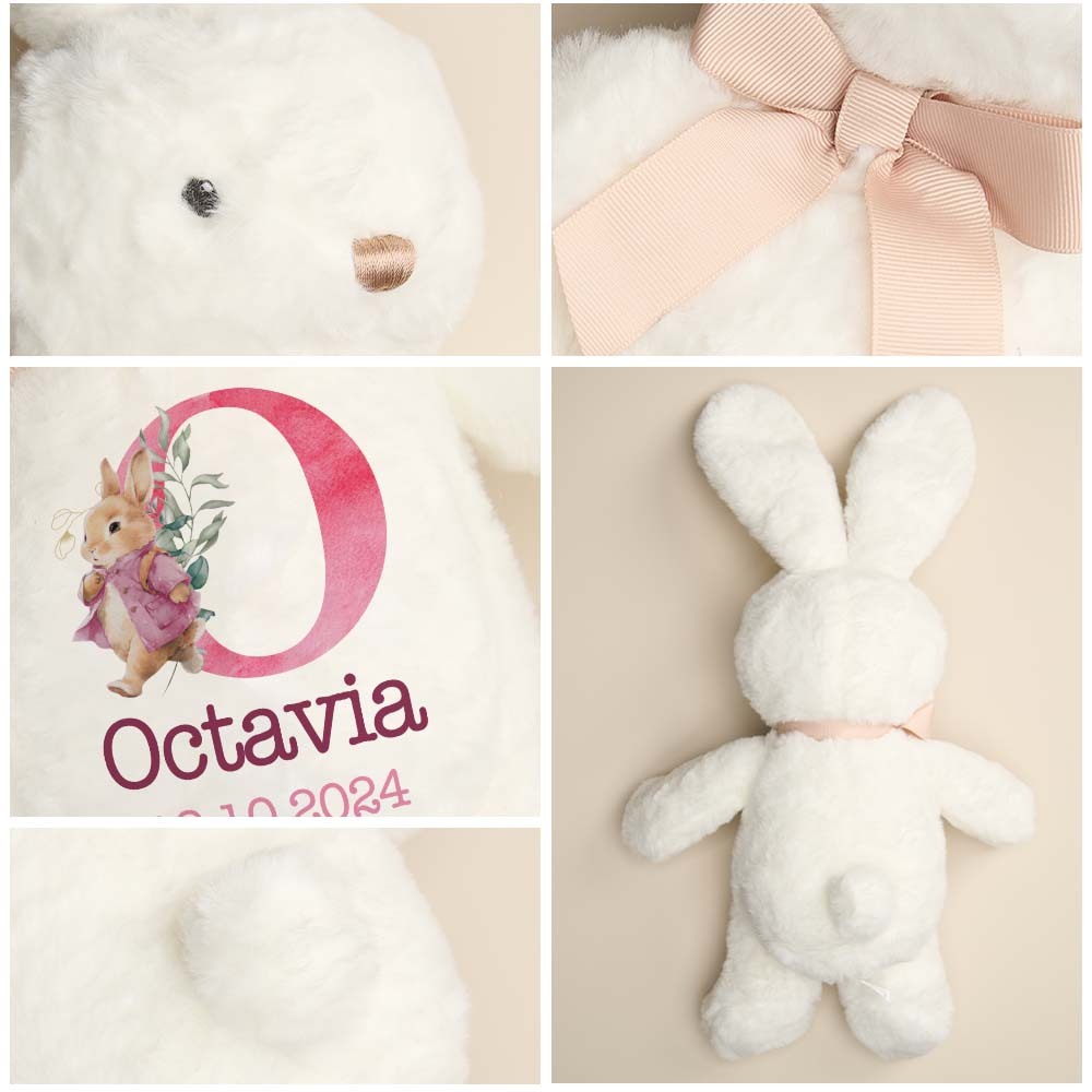 Personalized Bunny Rabbit Plush Stuffed Toy Gift for Children - CustWitUK