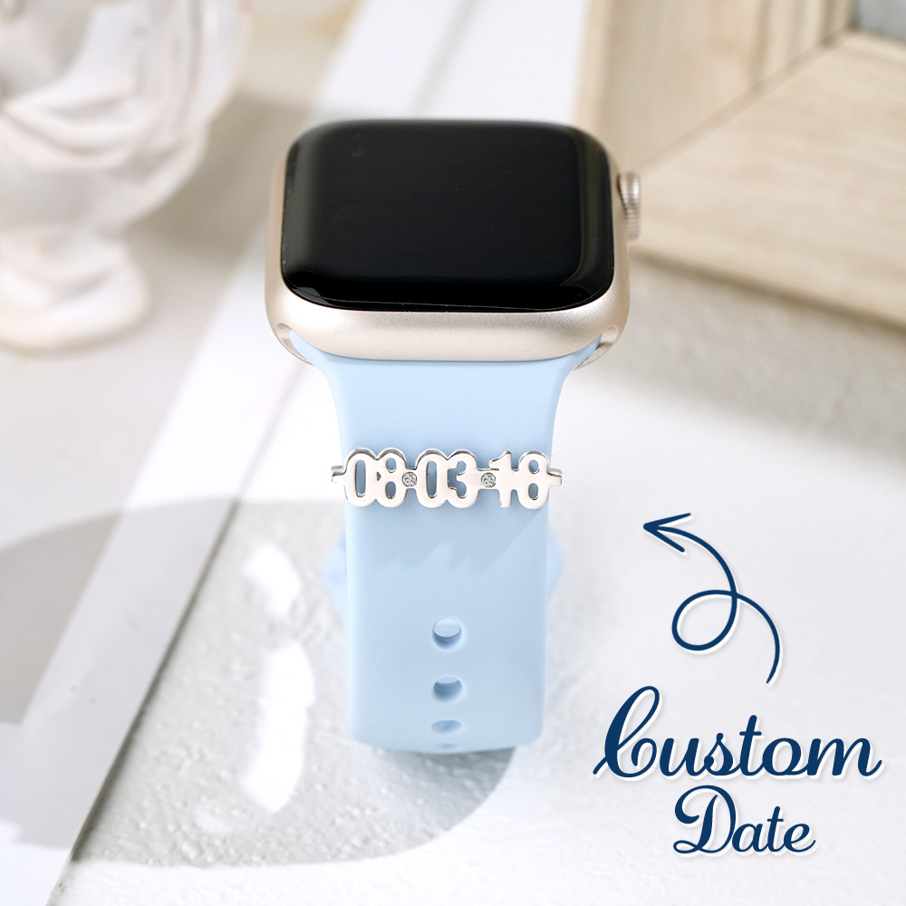 Personalized Watch Strap Charm, Custom Date Watch Jewelry