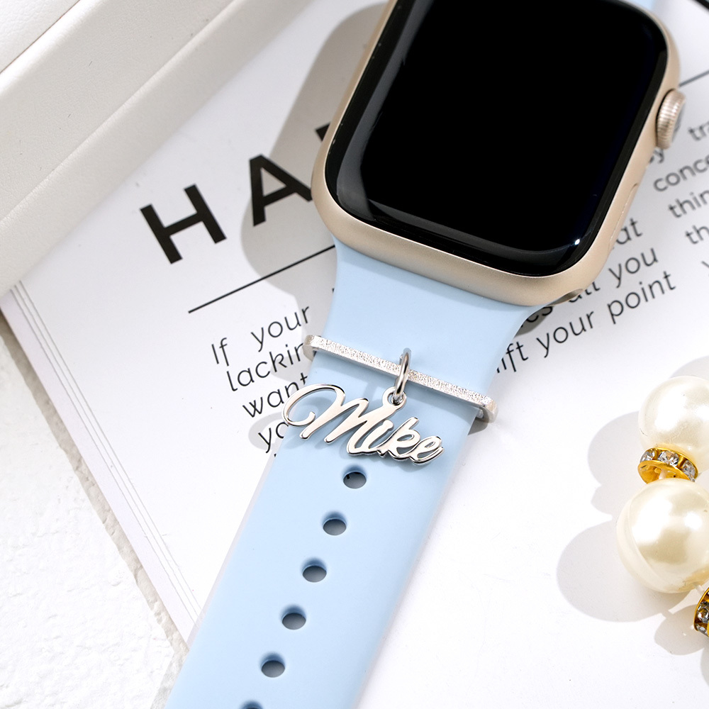 Personalized Watch Strap Charm Custom Text Smartwatch Accessory - CustWitUK
