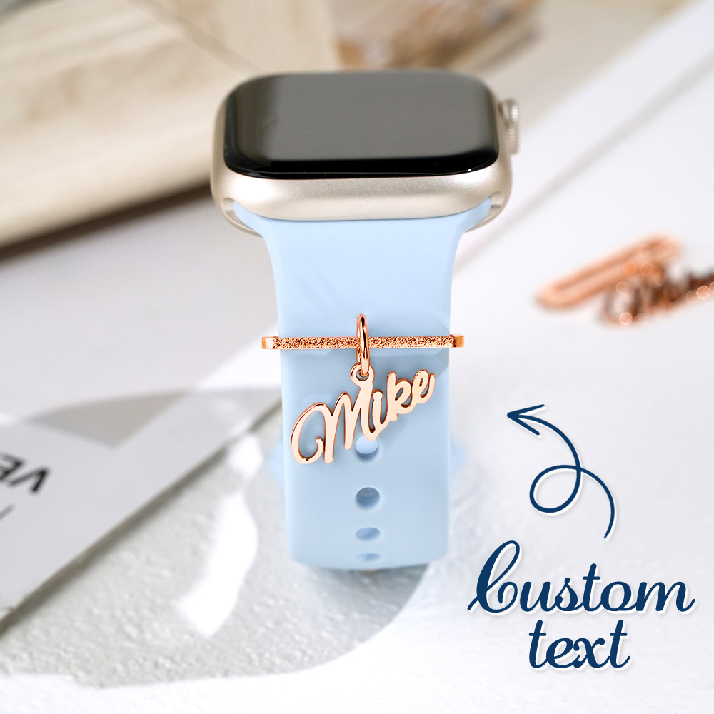Personalized Watch Strap Charm Custom Text Smartwatch Accessory - CustWitUK
