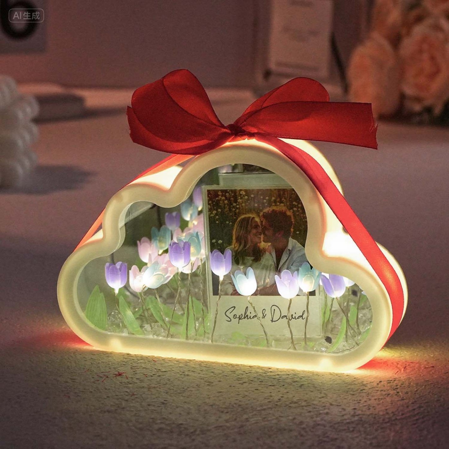 Custom Sunflower Cube Lamp Flower Infinity Mirror Box Infinity Mirror Flower with Your Picture and Text DIY Kit - CustWitUK