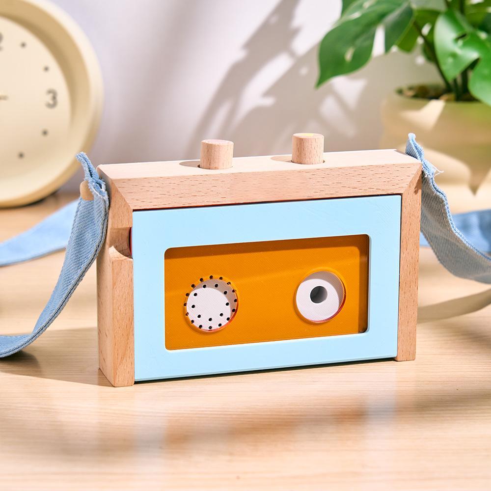 Wooden Mini Tape Recorder for Kids – Portable & Eco-Friendly Music Player with Denim Strap