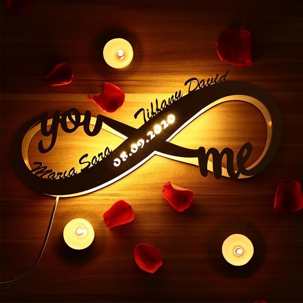 Custom Wooden Nightlight Mother's Day Gift for Mum Name Sign Personalised Name Lamp Infinity Gift For Mum