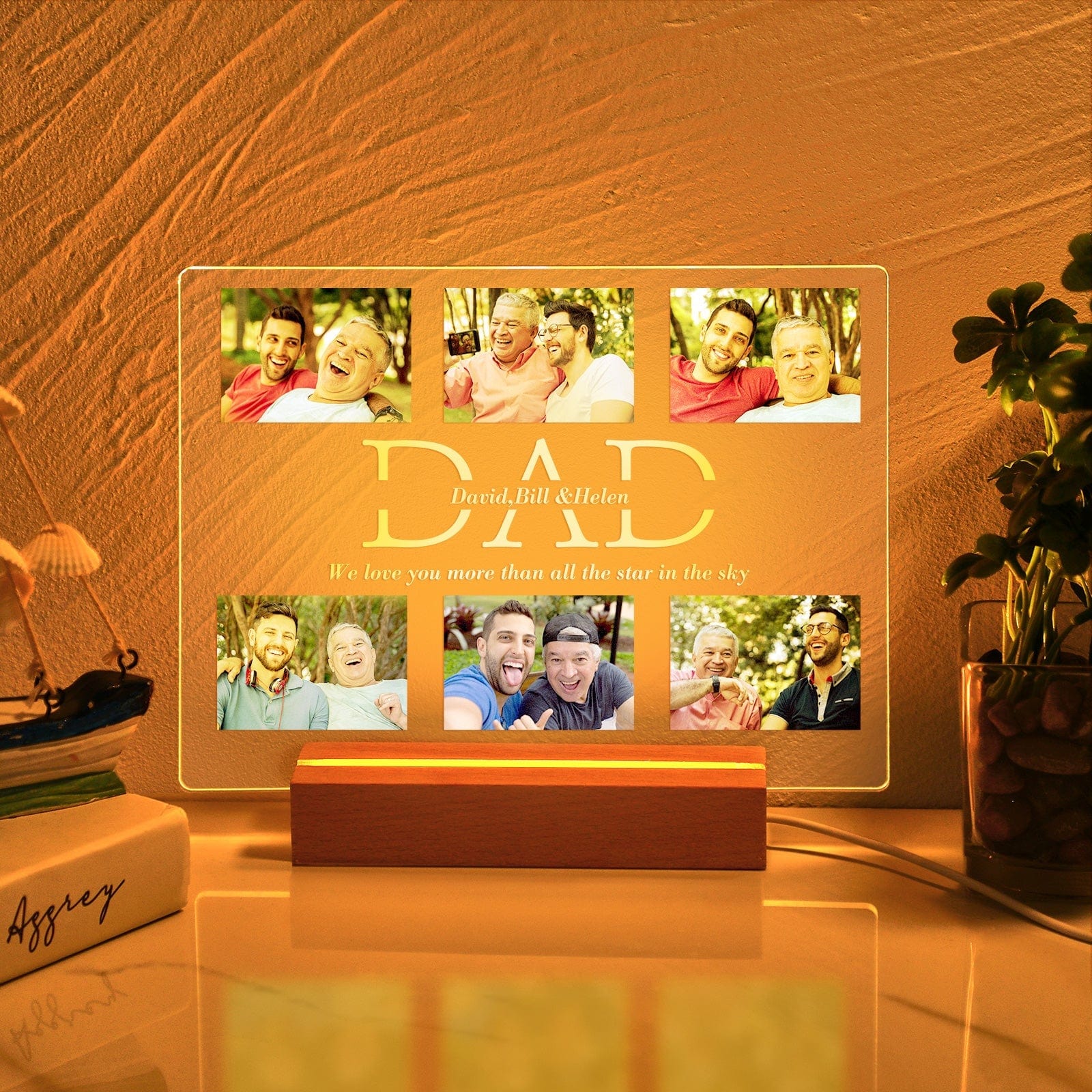Custom Photo Night Lamp Personalized Acrylic LED Night Light with Text Father's Day Gifts For Him
