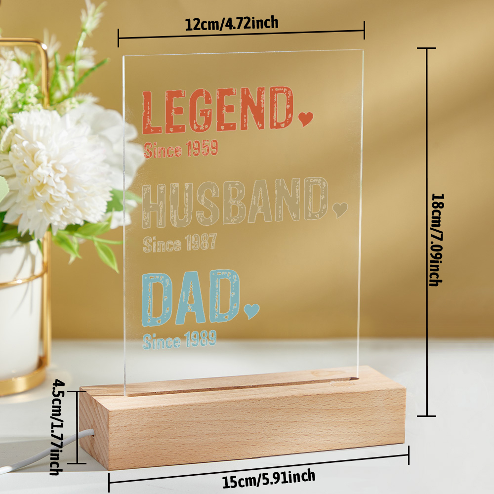 Custom Text Legend Husband Dad Timeline Night Light