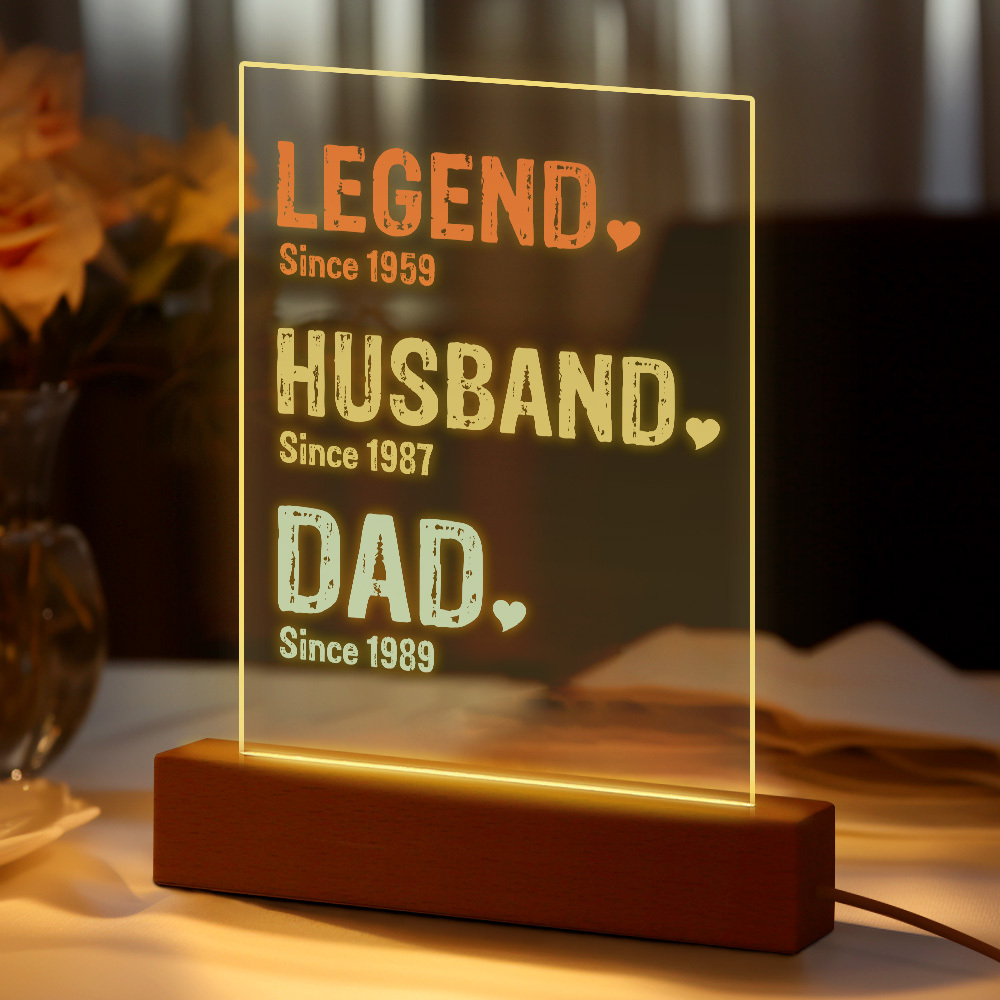 Custom Text Legend Husband Dad Timeline Night Light